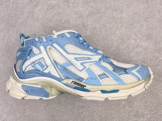 Balenciaga Runner Nylon Mesh Sneakers White Blue 677402W3RB29744