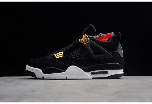 Air Jordan 4 Royalty Black/Metallic Gold-White mens 308497-032