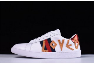 GUCCI ACE EMBROIDERED LOW-TOP SNEAKER WITH LOVED womens 497090 DOPE0 9095