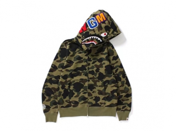 Bape camouflage hooded sweatshirt green