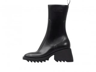 chloe rubber pull-on thick heel boots for women