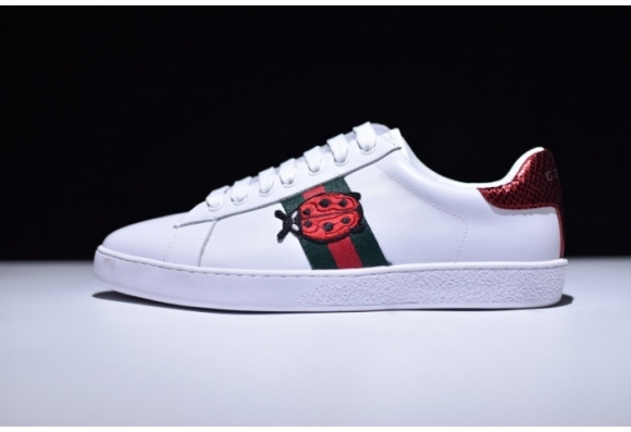 Gucci Ace Embroidered Low-Top Sneaker with ladybird