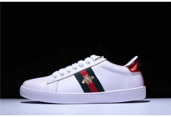 GUCCI Ace Embroidered Low-Top Sneaker white with bee