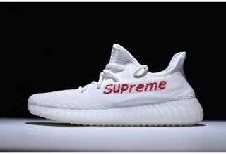 Supreme x adidas Yeezy Boost 350 V2 White Red Shoes